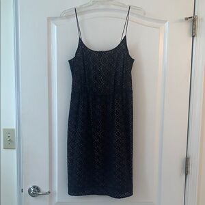 J. Crew Black Eyelet Sheath Mini Dress
